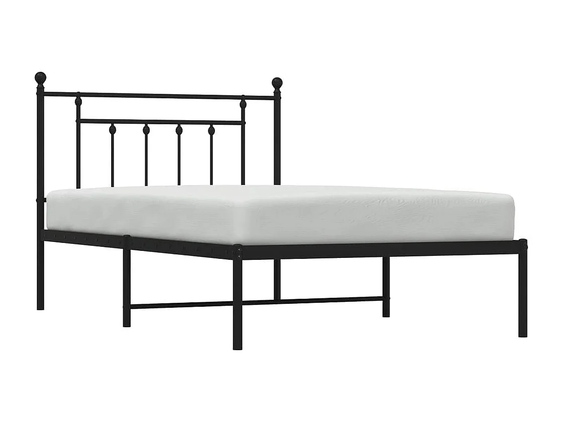 Cadre de lit métal sans matelas avec tête de lit noir 107x203cm