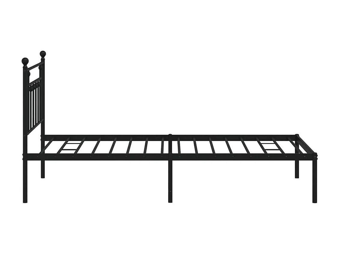 Cadre de lit métal sans matelas avec tête de lit noir 107x203cm