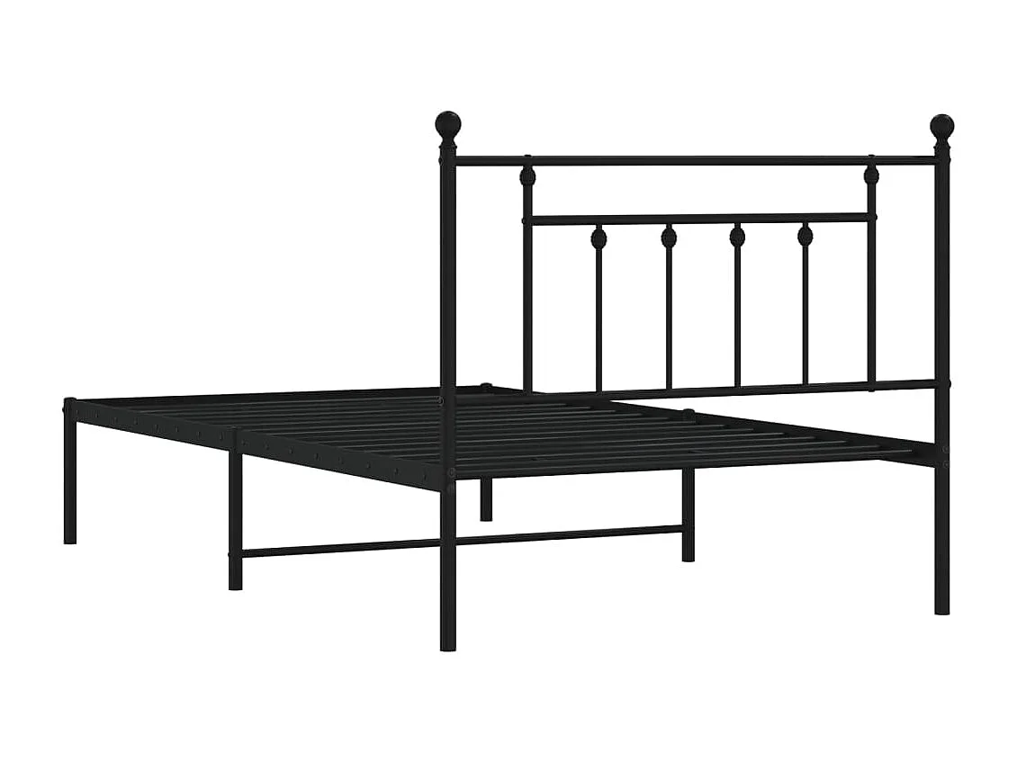 Cadre de lit métal sans matelas avec tête de lit noir 107x203cm
