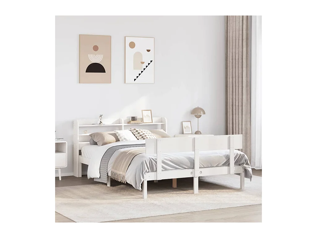 Letto senza Materasso Bianco 150x200 cm Legno Massello di Pino