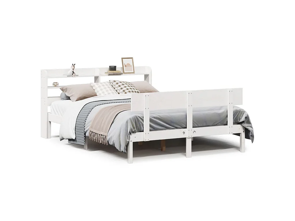Bedframe zonder matras massief grenenhout wit 150x200 cm