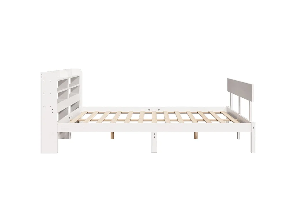 Bedframe zonder matras massief grenenhout wit 150x200 cm