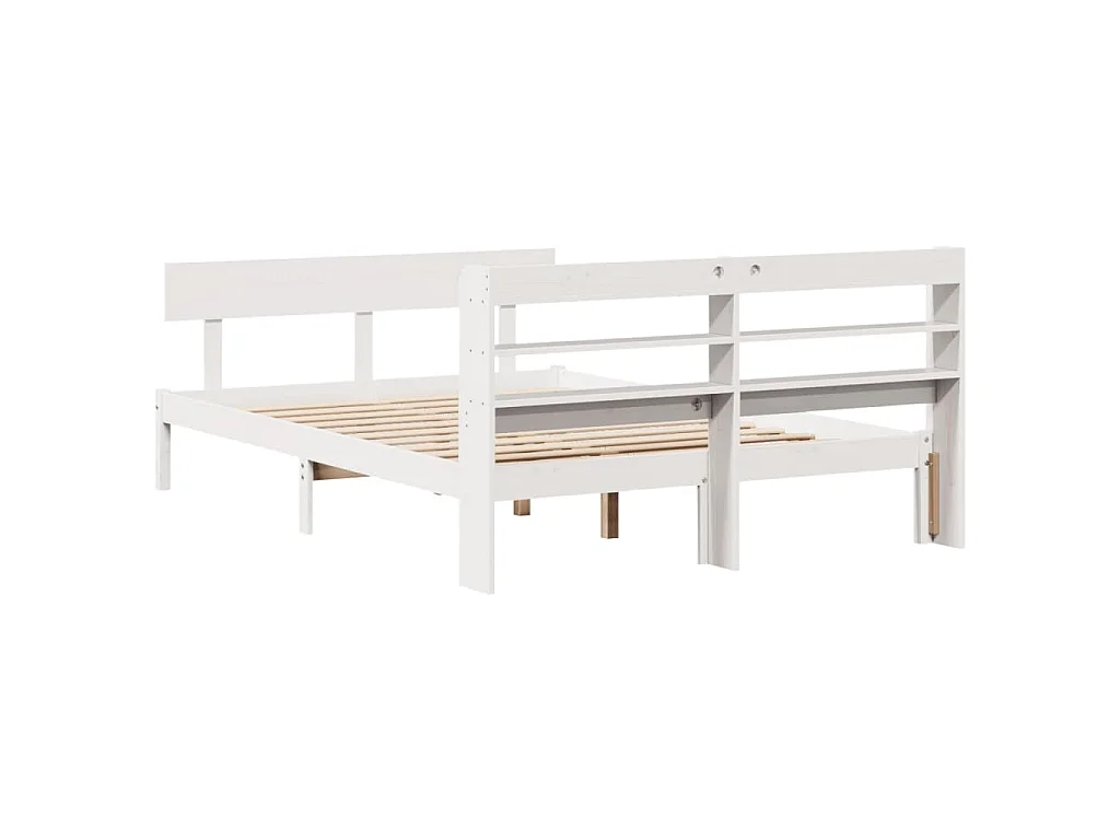 Bedframe zonder matras massief grenenhout wit 150x200 cm