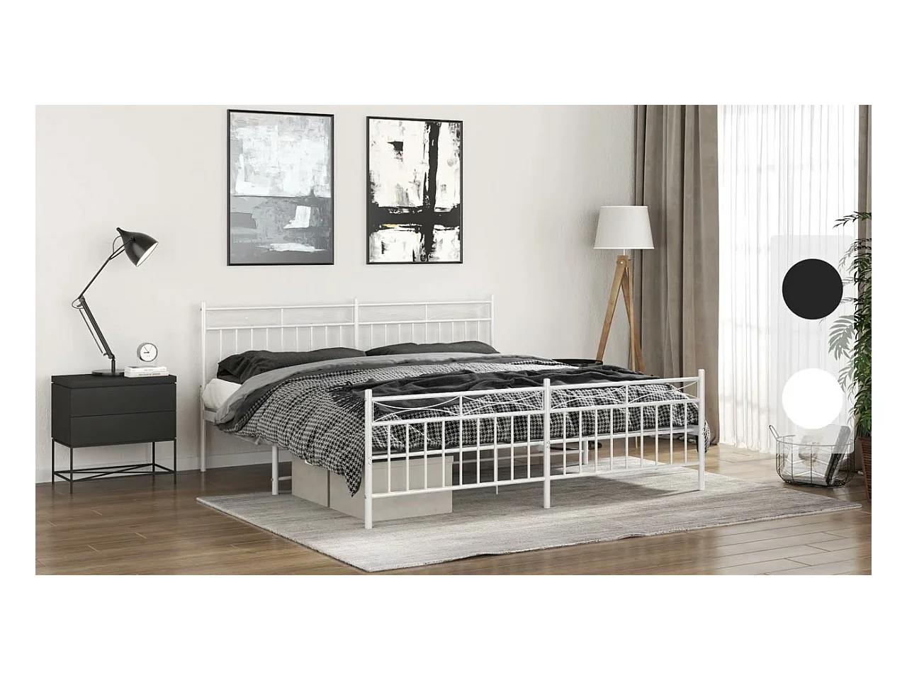 Bettgestell mit Kopf- und Fußteil Metall Schwarz 193x203 cm