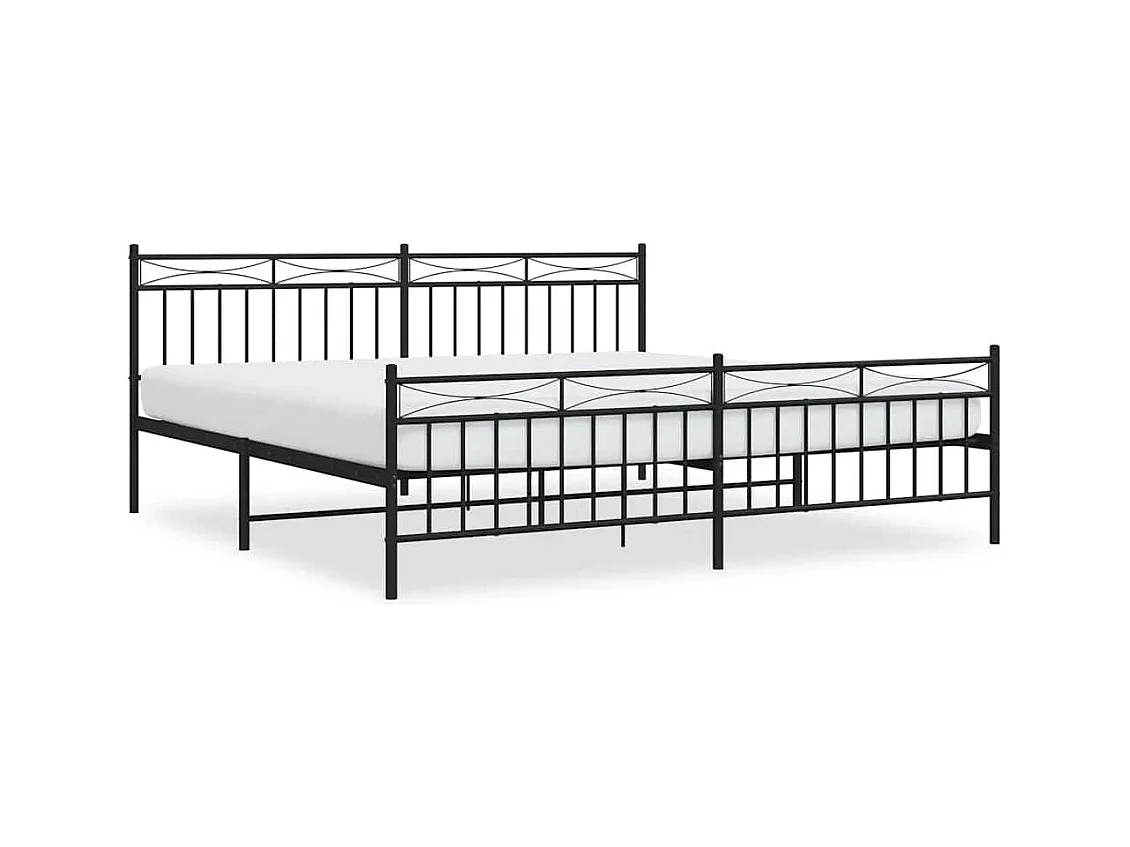 Bettgestell mit Kopf- und Fußteil Metall Schwarz 193x203 cm