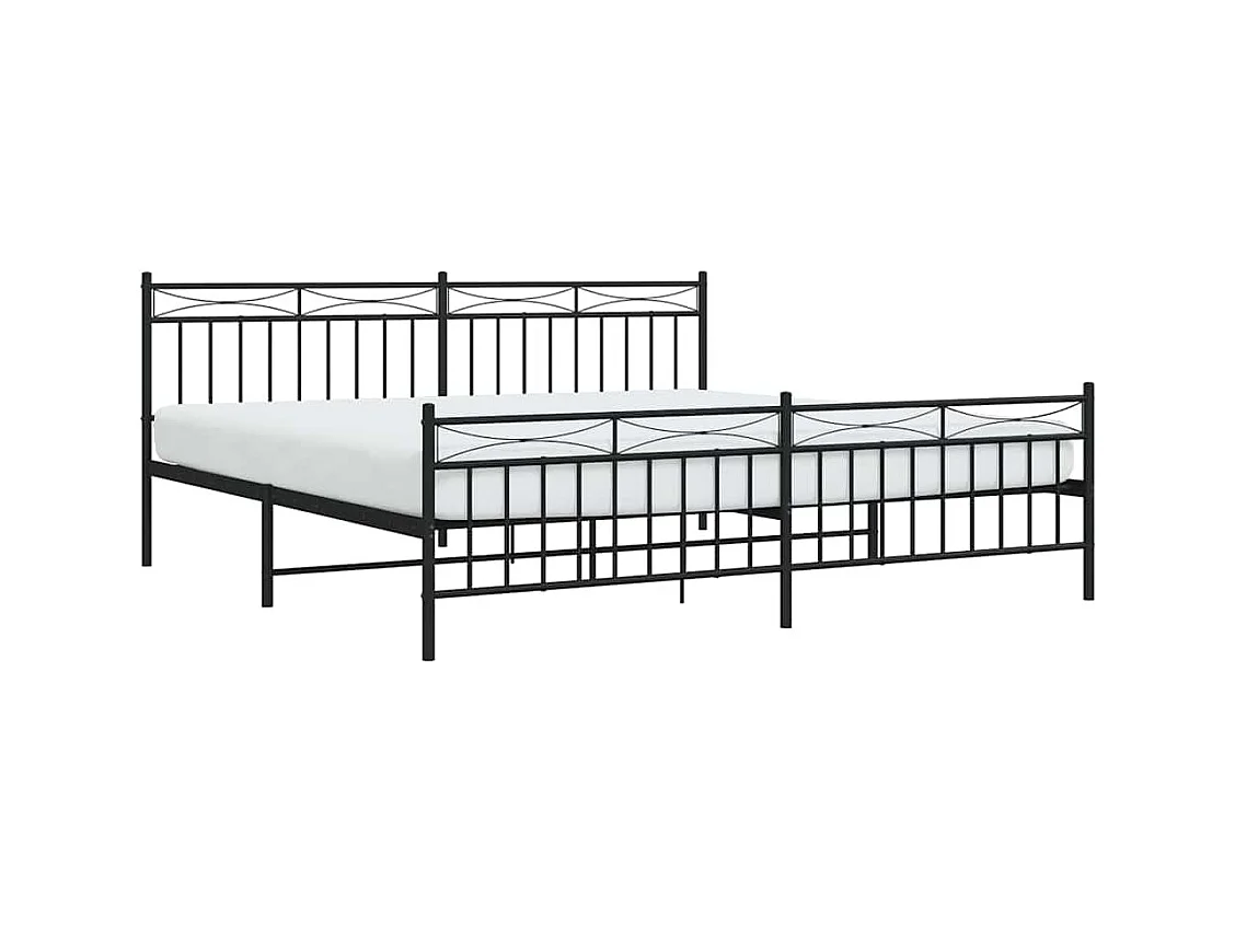Bettgestell mit Kopf- und Fußteil Metall Schwarz 193x203 cm