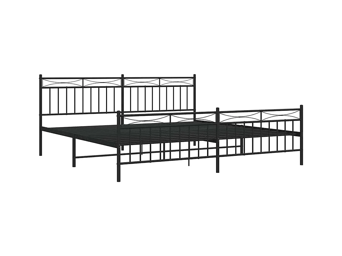 Bettgestell mit Kopf- und Fußteil Metall Schwarz 193x203 cm