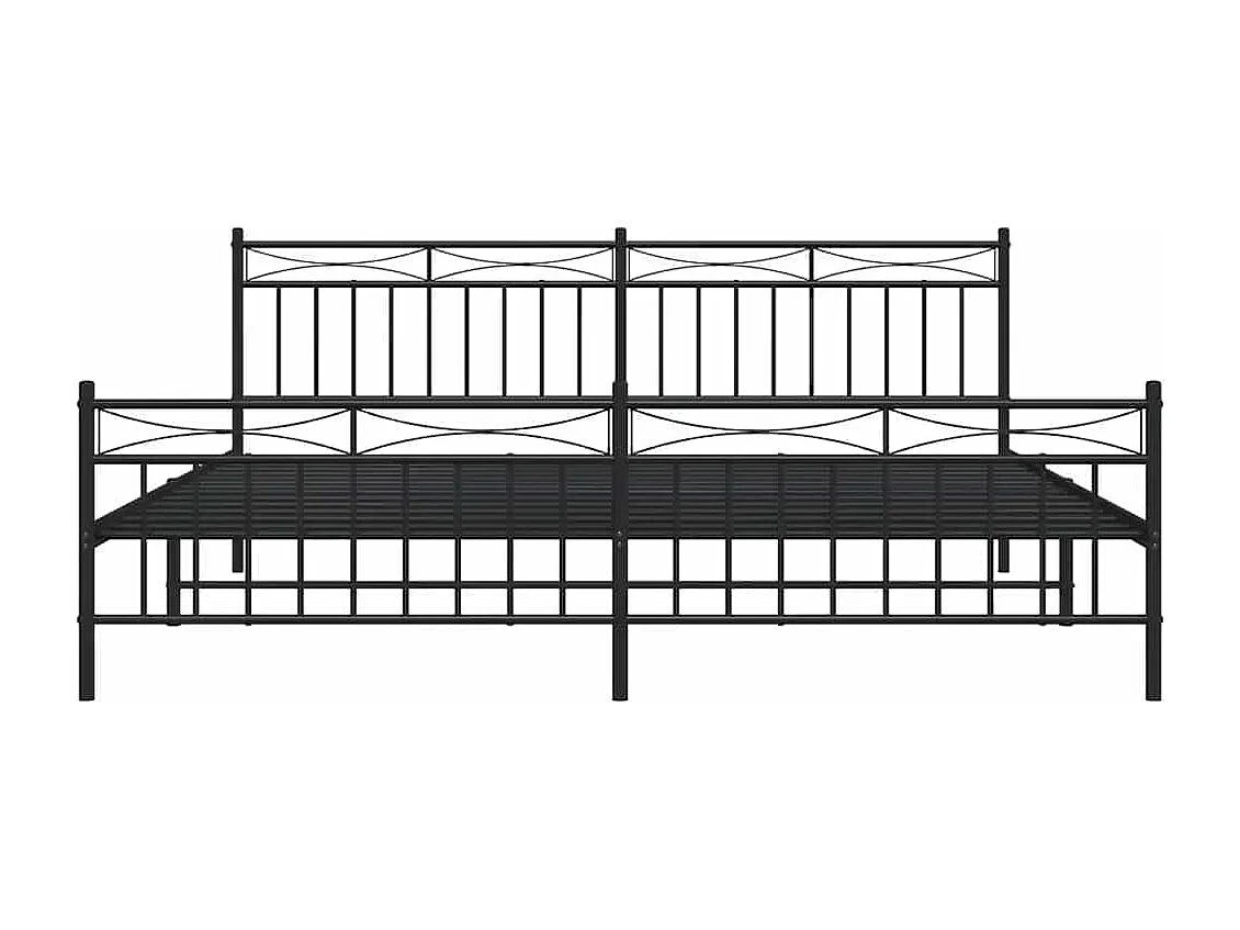 Bettgestell mit Kopf- und Fußteil Metall Schwarz 193x203 cm
