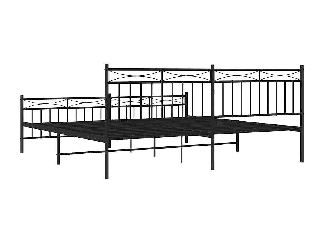 Bettgestell mit Kopf- und Fußteil Metall Schwarz 193x203 cm