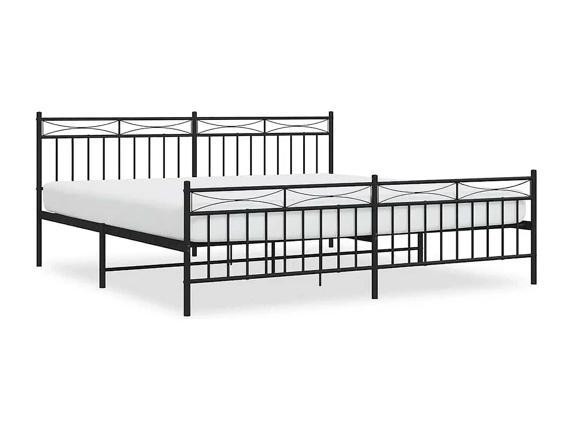 Giroletto con Testiera e Pediera Metallo Nero 193x203 cm