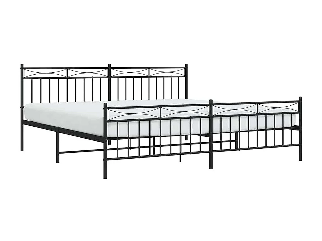 Giroletto con Testiera e Pediera Metallo Nero 193x203 cm