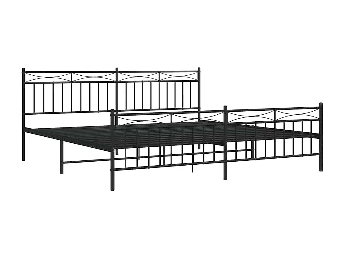 Giroletto con Testiera e Pediera Metallo Nero 193x203 cm