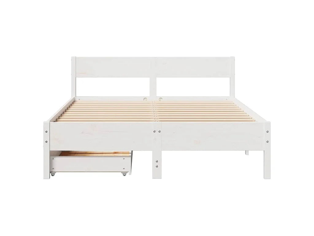 Cadre de lit sans matelas blanc 150x200 cm bois de pin massif
