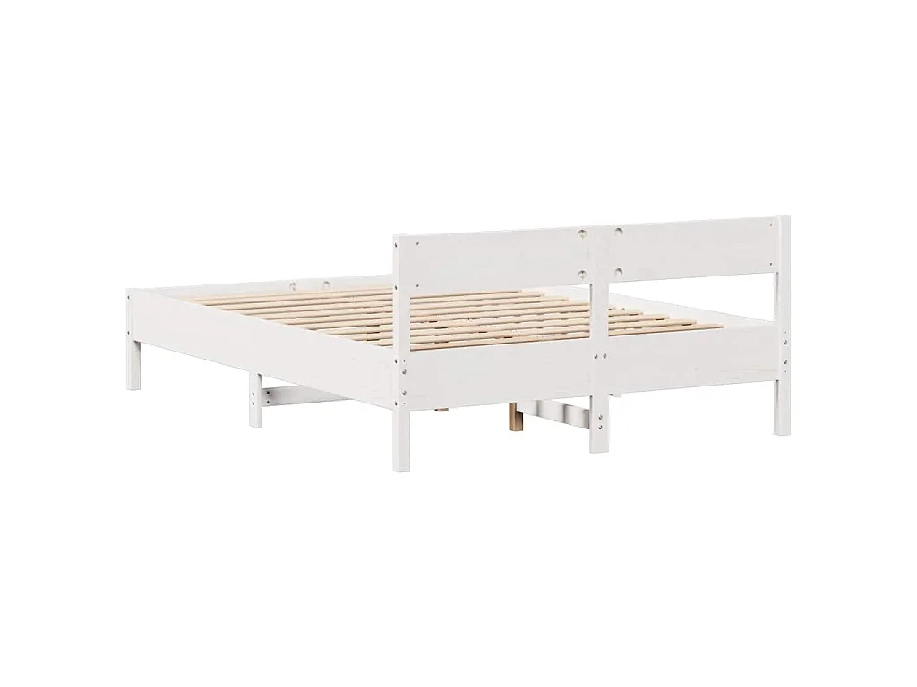 Cadre de lit sans matelas blanc 150x200 cm bois de pin massif