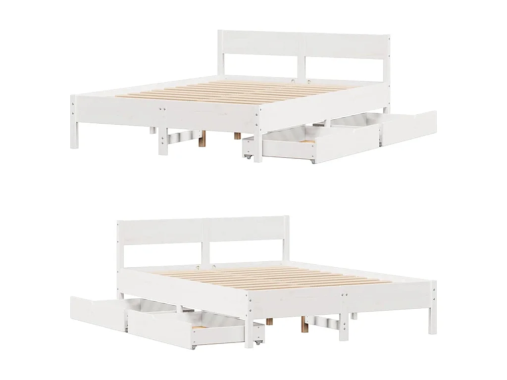 Cadre de lit sans matelas blanc 150x200 cm bois de pin massif