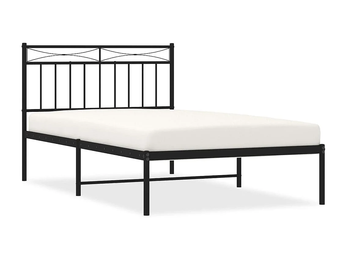 Bettgestell mit Kopfteil Metall Schwarz 107x203 cm