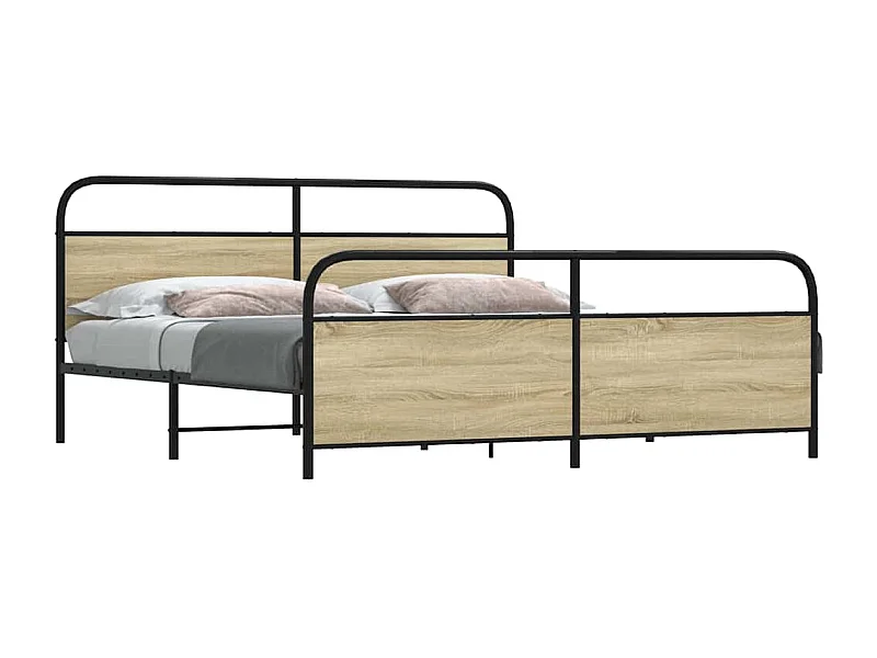Metallbett ohne Matratze Sonoma-Eiche 193x203 cm