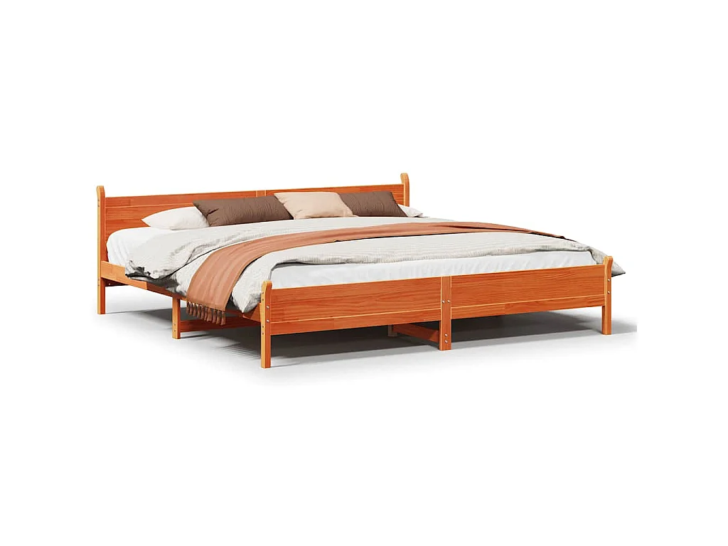Letto senza Materasso Marrone Cera 200x200 cm in Legno di Pino