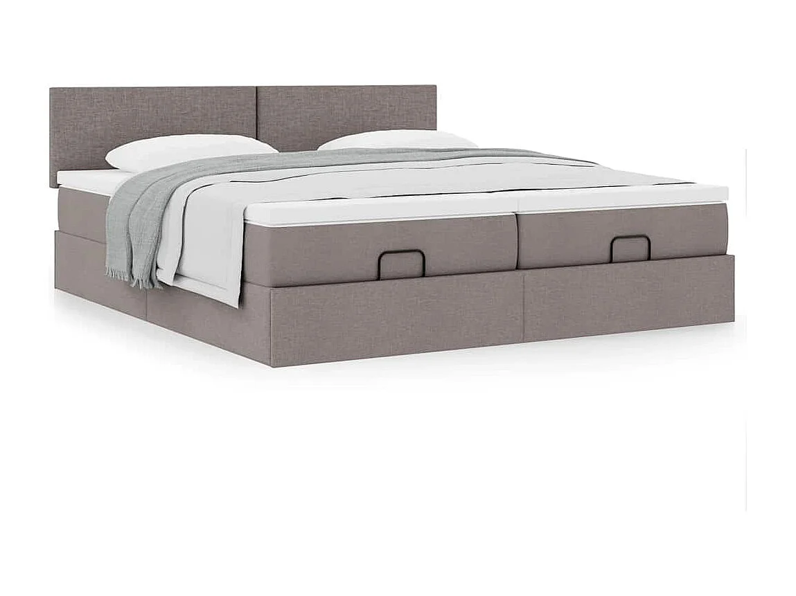 Cadre de lit ottoman avec matelas taupe 200x200cm tissu