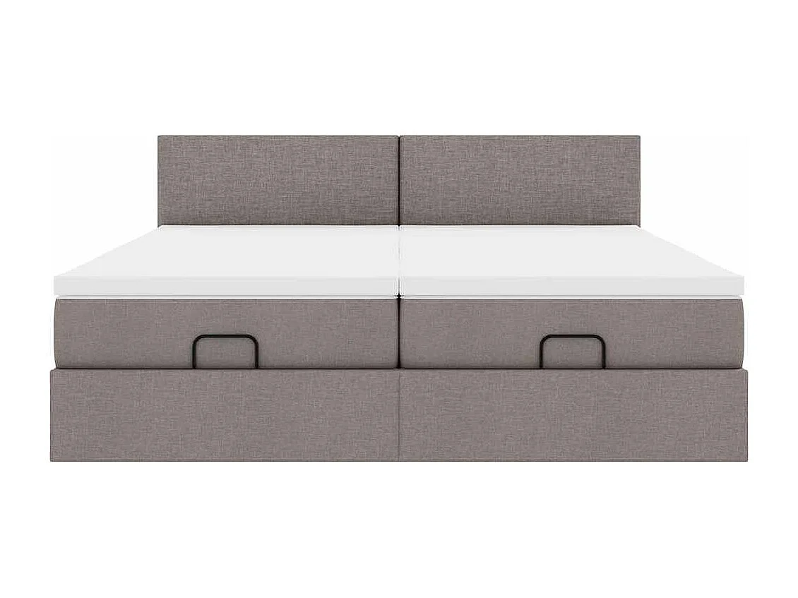 Cadre de lit ottoman avec matelas taupe 200x200cm tissu