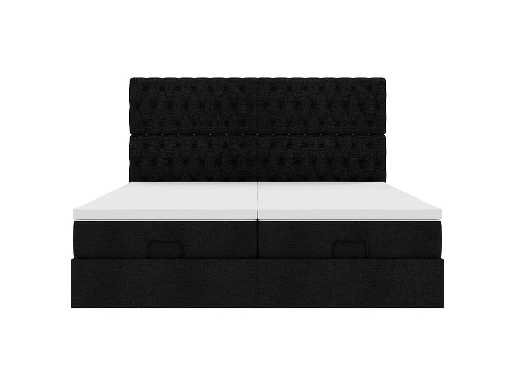 Cadre de lit ottoman avec matelas noir 200x200cm tissu