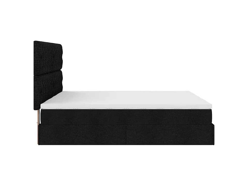 Cadre de lit ottoman avec matelas noir 200x200cm tissu
