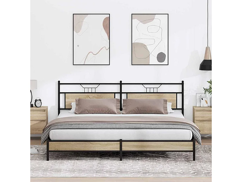 Cadre de lit en métal sans matelas chêne sonoma 200x200 cm