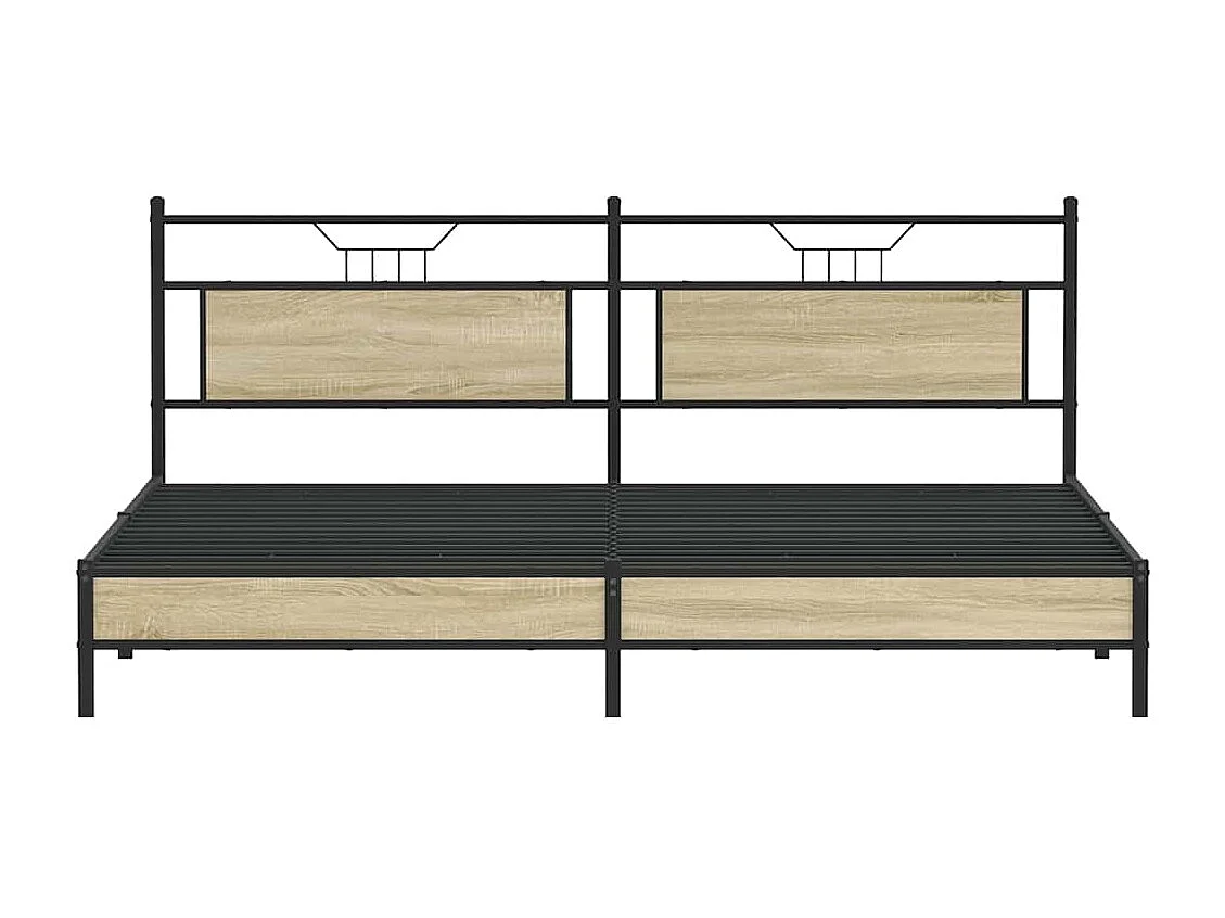 Cadre de lit en métal sans matelas chêne sonoma 200x200 cm