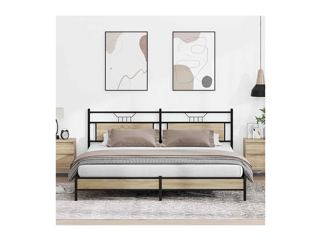 Metallbett ohne Matratze Sonoma-Eiche 200x200 cm