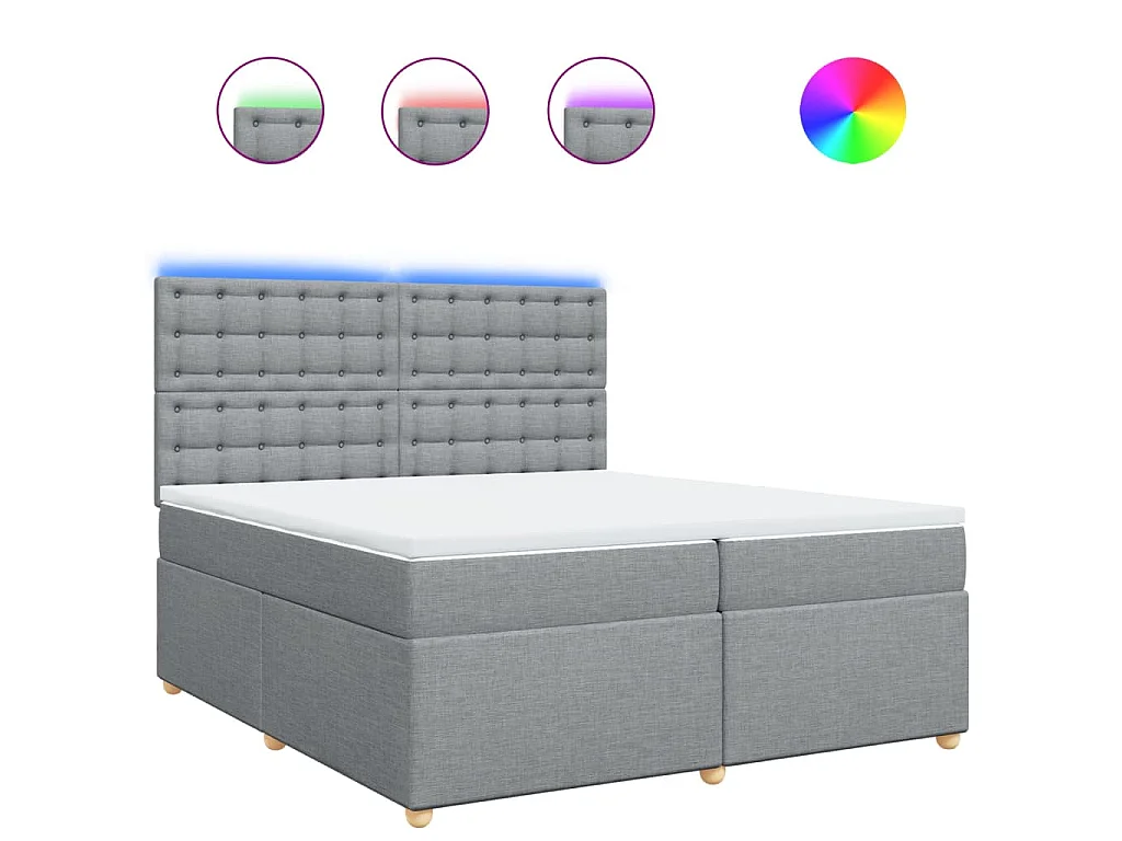 Boxspring met matras stof lichtgrijs 200x200 cm