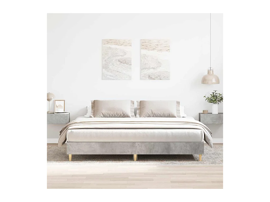 Cadre de lit sans matelas gris béton 200x200 cm bois ingénierie