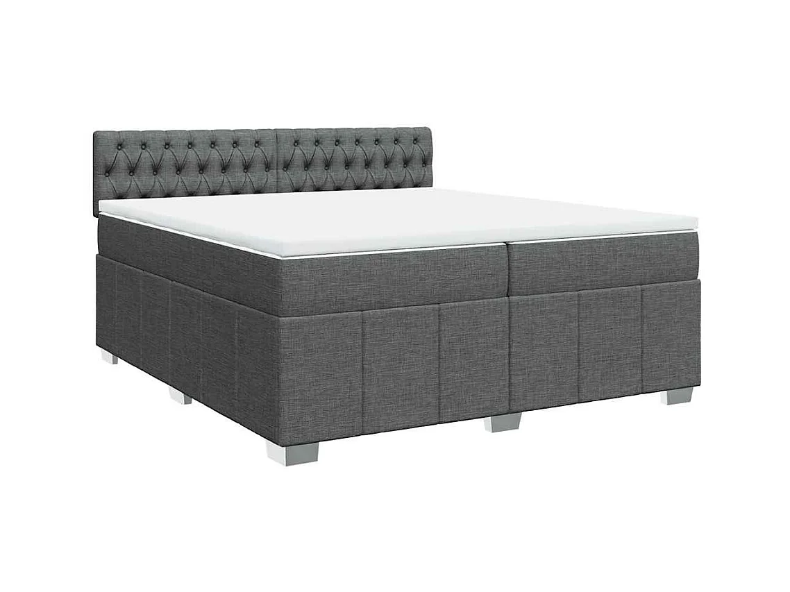 Cama box spring con colchón tela gris oscuro 200x200 cm