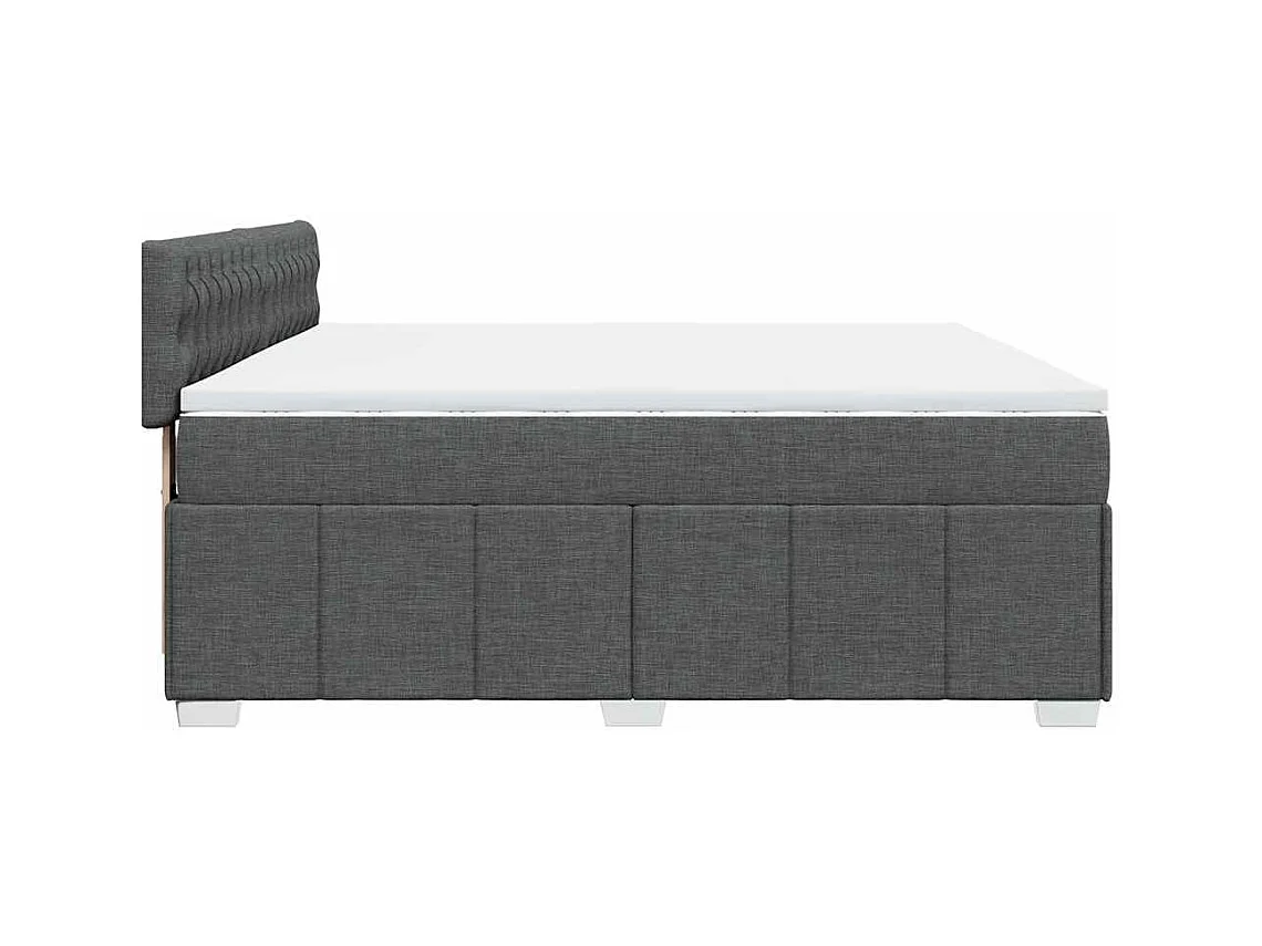 Cama box spring con colchón tela gris oscuro 200x200 cm