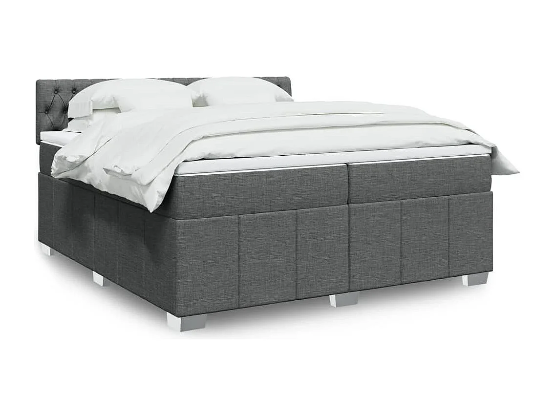 Boxspringbett mit Matratze Dunkelgrau 200x200 cm Stoff