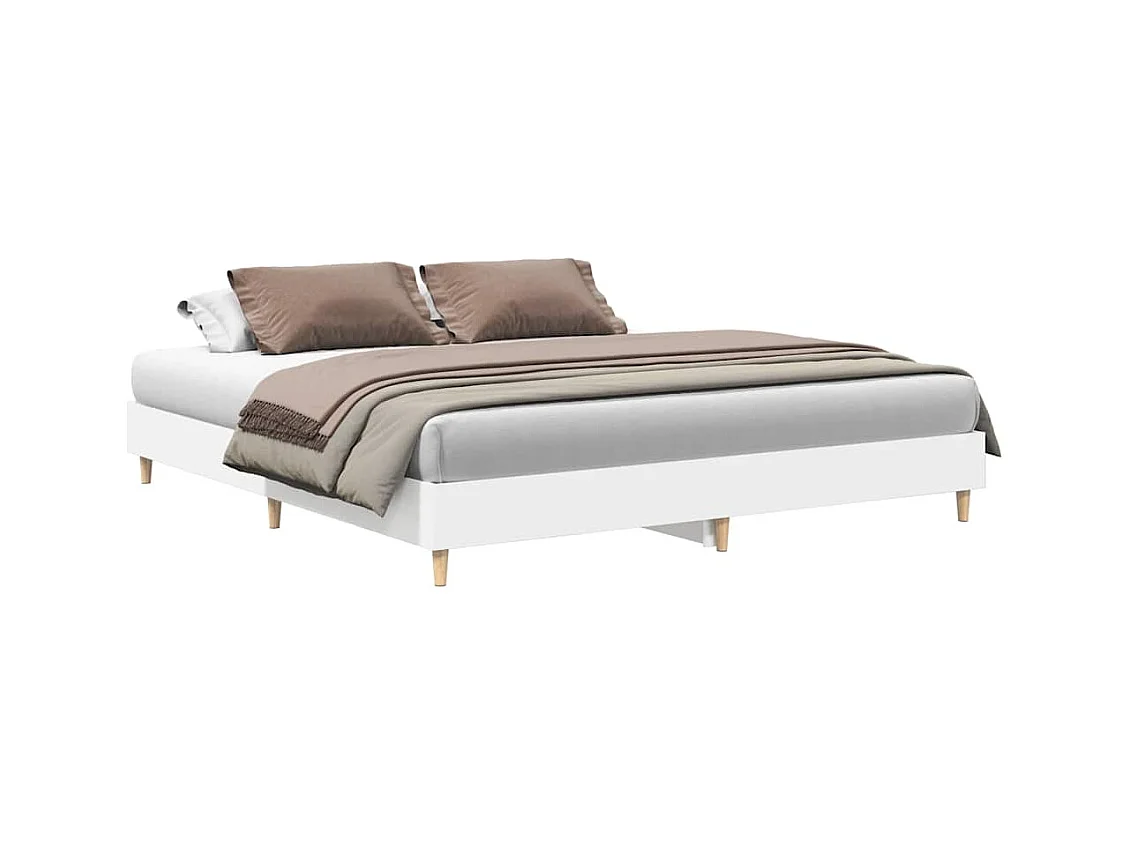 Cadre de lit sans matelas blanc 200x200 cm bois d'ingénierie