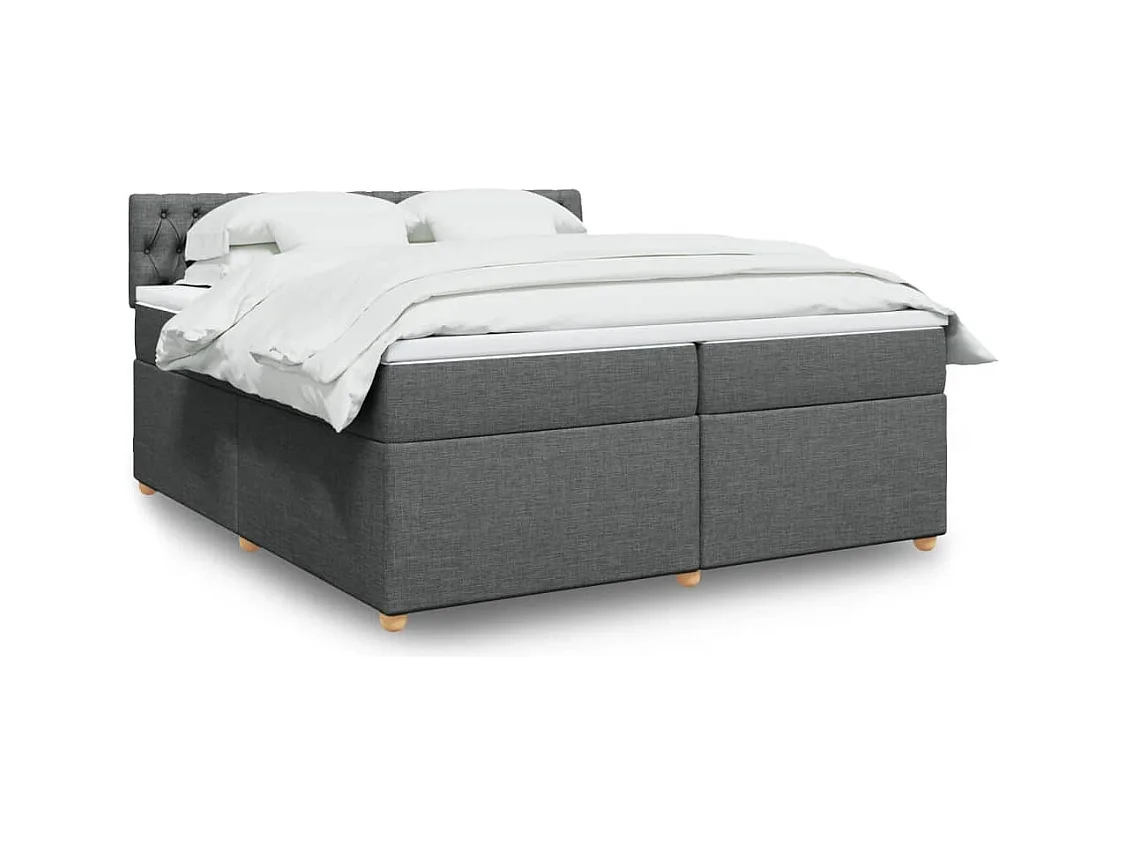 Sommier à lattes de lit avec matelas Gris foncé 200x200cm Tissu