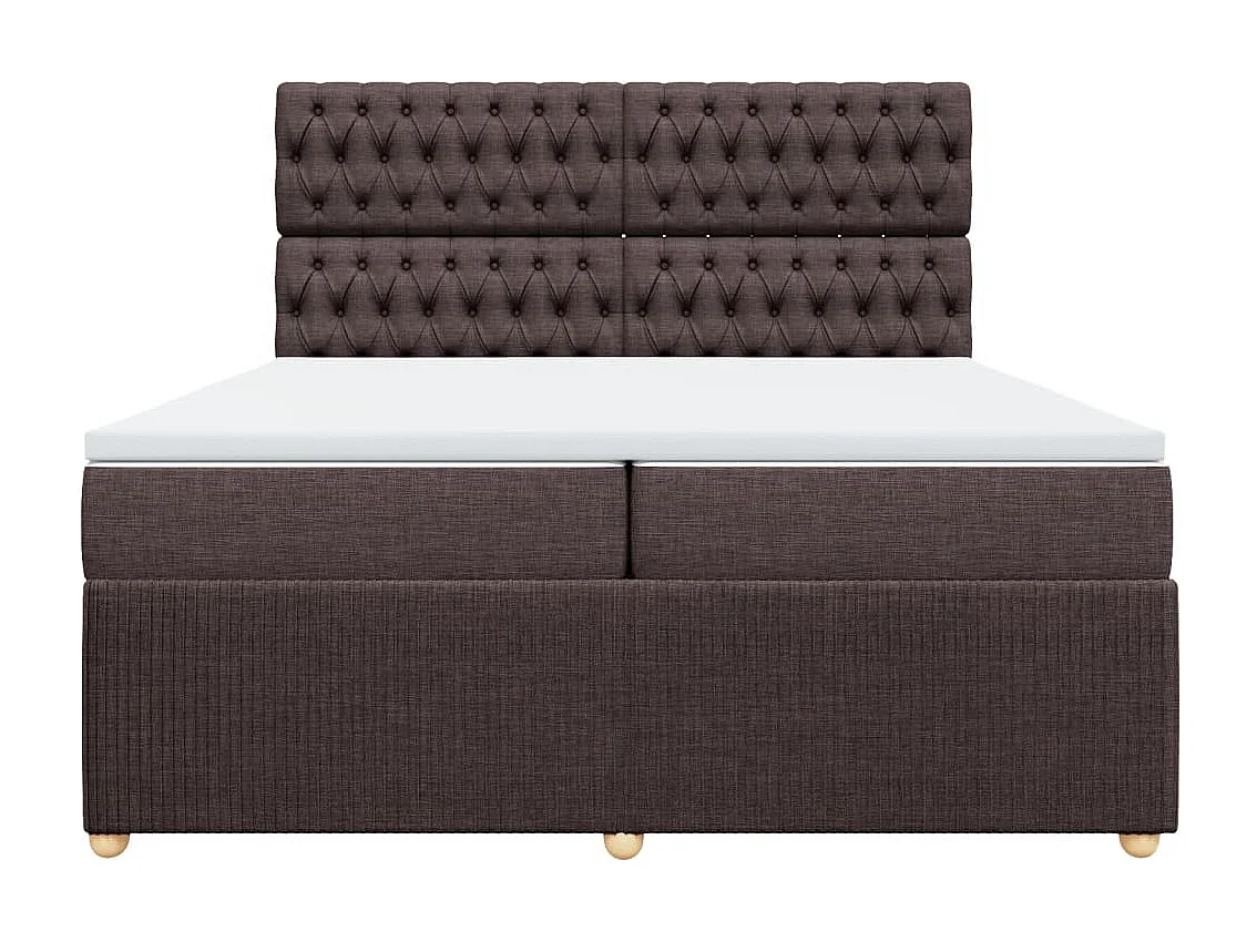 Cama box spring con colchón tela marrón oscuro 200x200 cm