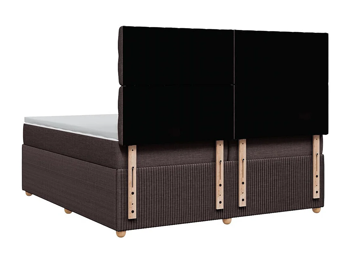 Cama box spring con colchón tela marrón oscuro 200x200 cm