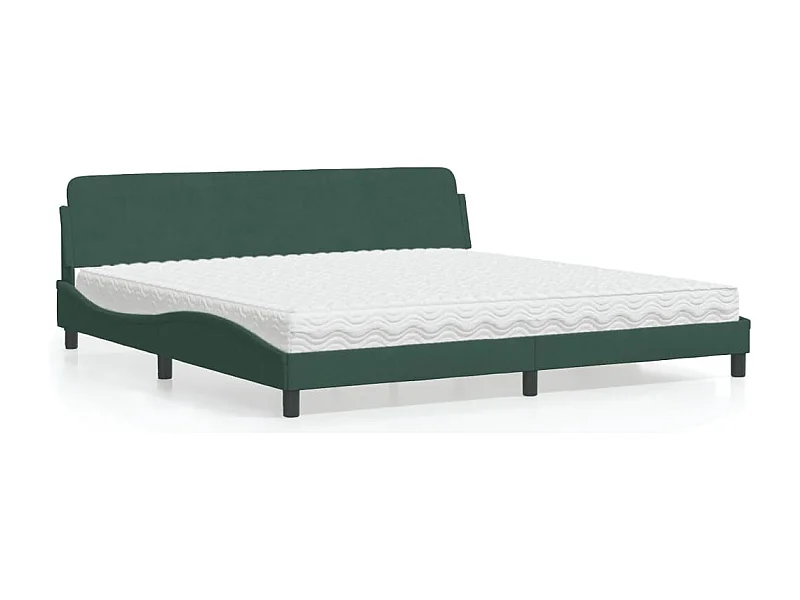 Bed met matras "Dover" fluweel donkergroen 200x200 cm
