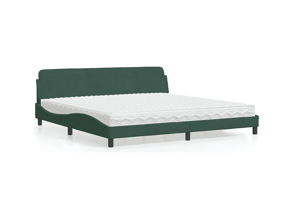 Lit avec matelas Dover vert foncé 200x200 cm velours
