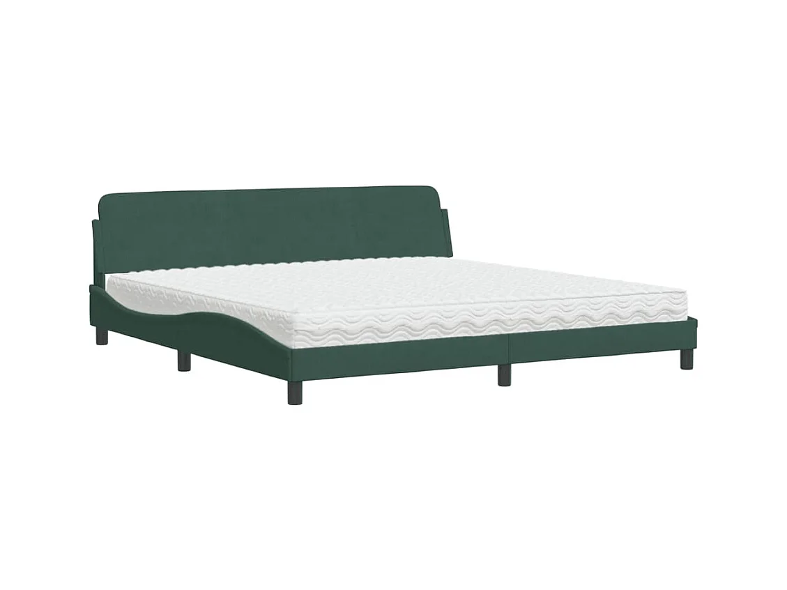 Lit avec matelas Dover vert foncé 200x200 cm velours