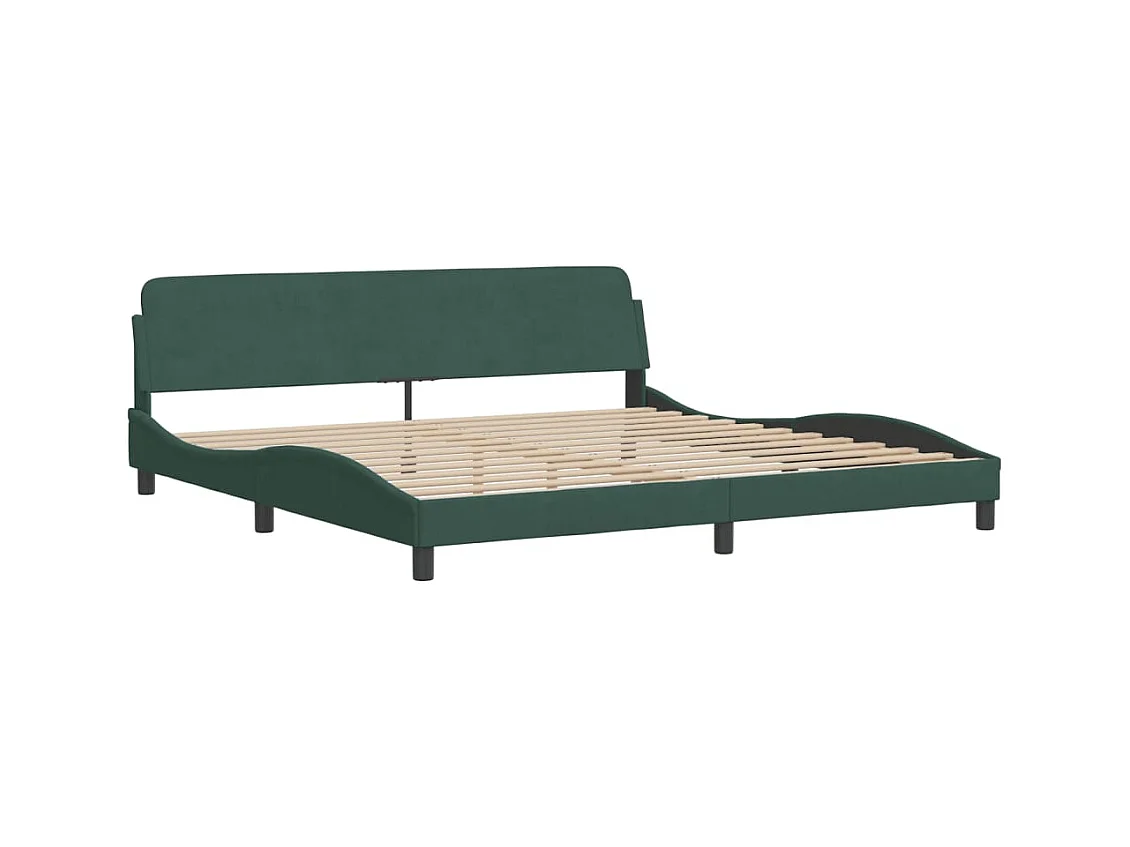 Lit avec matelas Dover vert foncé 200x200 cm velours