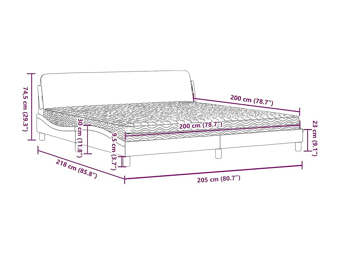 Bett mit Matratze "Dover" Dunkelgrün 200x200 cm Samt