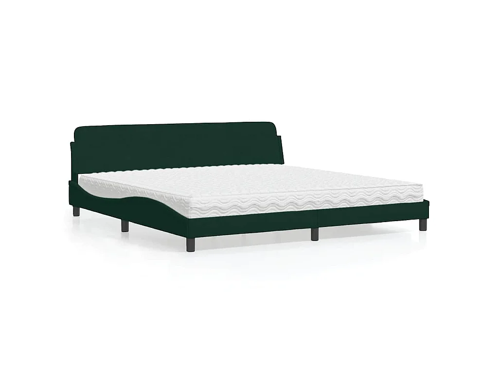 Letto con Materasso Dover Verde Scuro 200x200 cm Velluto
