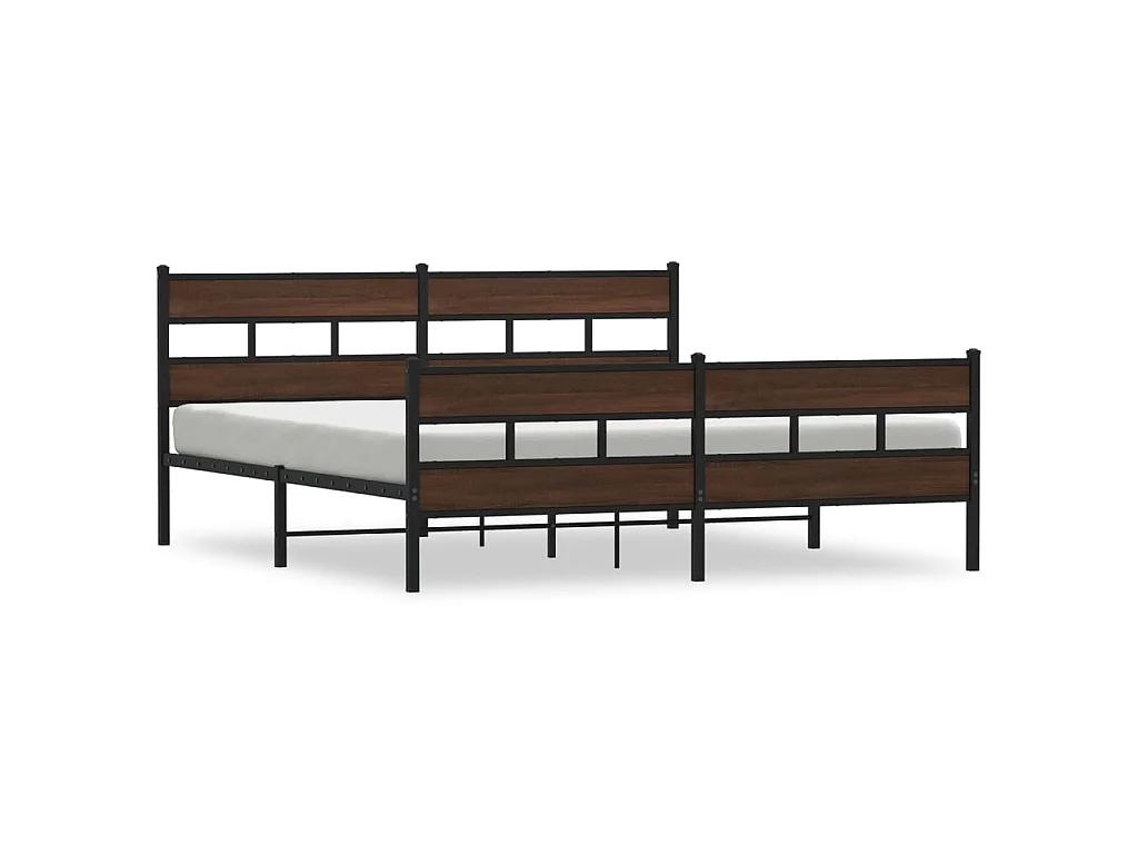 Cadre de lit en métal sans matelas chêne marron 193x203 cm