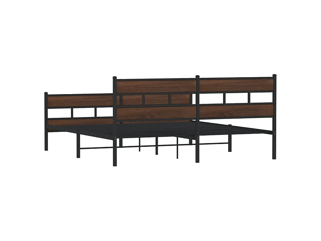 Cadre de lit en métal sans matelas chêne marron 193x203 cm
