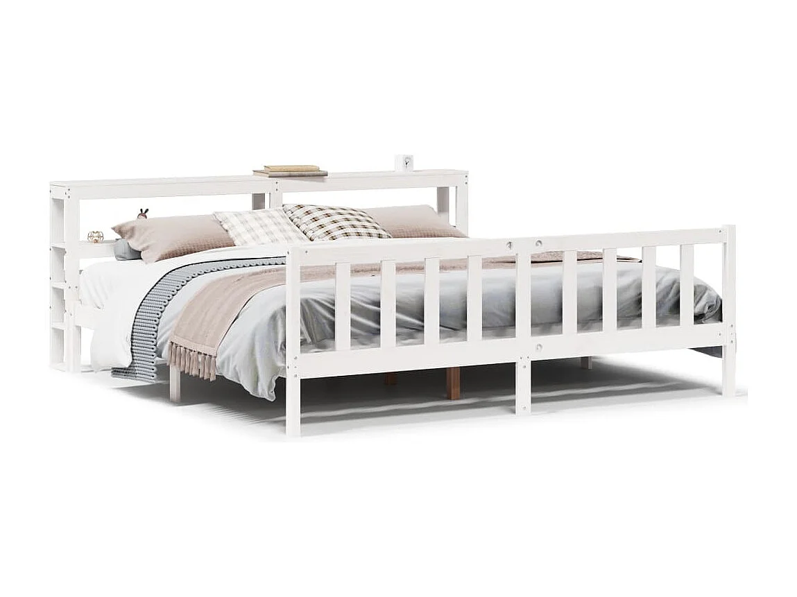 Massivholzbett ohne Matratze Weiß 200x200 cm Kiefernholz