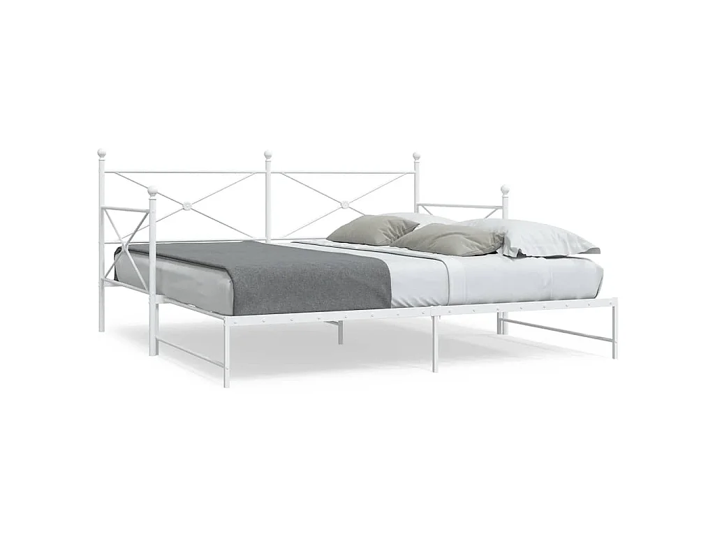 Lit de jour avec lit gigogne sans matelas blanc 107x203cm acier