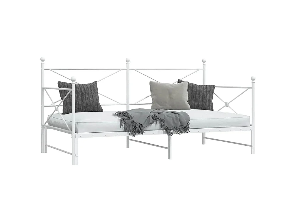 Lit de jour avec lit gigogne sans matelas blanc 107x203cm acier