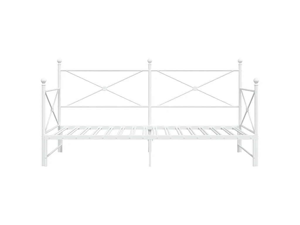 Lit de jour avec lit gigogne sans matelas blanc 107x203cm acier